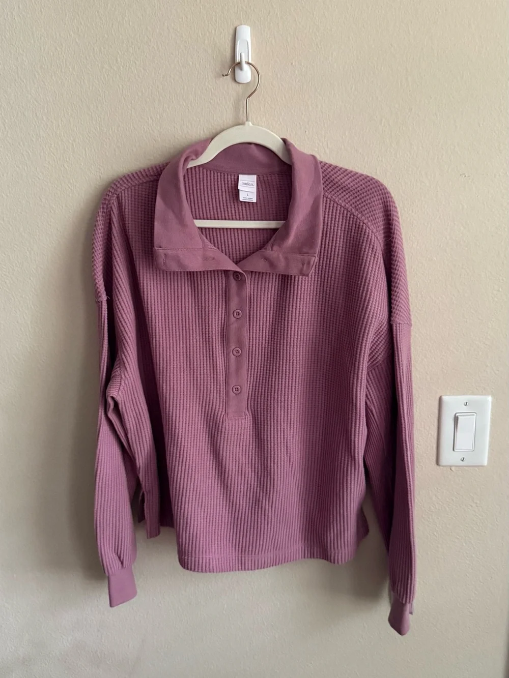 Waffle-Knit Pink Pullover Top and Shorts Matching Set